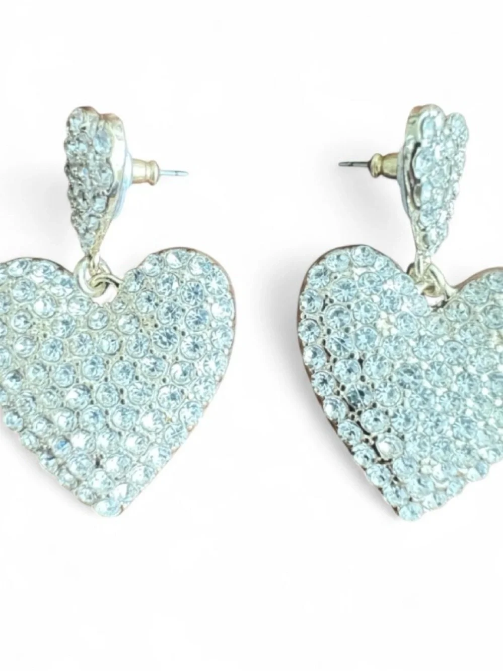 J.Crew Crystal Double Heart Statement Earrings